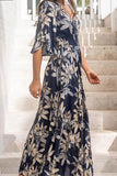 hulianfu Fashion Street Print Patchwork V Neck Waist Skirt Dresses