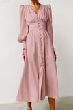 hulianfu Fashion Street Solid Patchwork V Neck A Line Dresses(7 Colors)