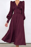 hulianfu Fashion Street Solid Patchwork V Neck A Line Dresses(7 Colors)