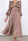 hulianfu Fashion Street Solid Patchwork V Neck A Line Dresses(7 Colors)