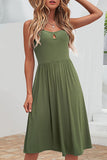 hulianfu Fashion Casual Solid Split Joint Spaghetti Strap A Line Dresses