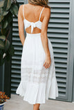 hulianfu Fashion Casual Solid Patchwork Spaghetti Strap A Line Dresses