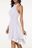 hulianfu Fashion Street Solid Patchwork Halter A Line Dresses