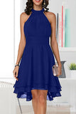 hulianfu Fashion Street Solid Patchwork Halter A Line Dresses