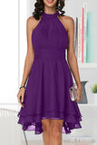 hulianfu Fashion Street Solid Patchwork Halter A Line Dresses