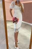 hulianfu Elegant Patchwork Lace Strapless Pencil Skirt Dresses