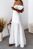 hulianfu Casual Solid Frenulum Backless Strapless Cake Skirt Dresses(3 Colors)