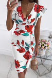 hulianfu Fashion Street Print Patchwork V Neck Pencil Skirt Dresses(10 Colors)
