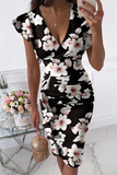 hulianfu Fashion Elegant Solid Flounce Fold V Neck Wrapped Skirt Dresses(9 colors)