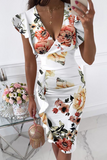 hulianfu Fashion Elegant Solid Flounce Fold V Neck Wrapped Skirt Dresses(9 colors)