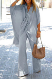 hulianfu Casual Solid Patchwork Fold Asymmetrical V Neck Half Sleeve Two Pieces(5 colors)
