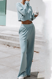 hulianfu Casual Street Solid Split Joint Basic O Neck Long Sleeve Two Pieces