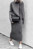 hulianfu Casual Solid Patchwork Turtleneck Long Sleeve Two Pieces(5 Colors)