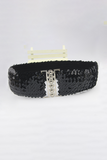 hulianfu Fashion Elegant Solid Patchwork Sequins Belts