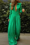 hulianfu Fashion Elegant Buckle Turndown Collar Jumpsuits(3 Colors)