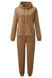 hulianfu Street Sportswear Draw String Hooded Collar Long Sleeve Two Pieces(5 Colors)