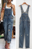 hulianfu Casual Solid Patchwork Square Collar Harlan Jumpsuits