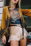 hulianfu Casual Print Patchwork Cardigan Collar Outerwear