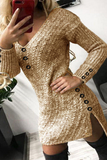 hulianfu Casual Print Split Joint V Neck Pencil Skirt Dresses