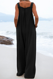 hulianfu Casual Solid Split Joint Square Collar Loose Jumpsuits（7 colors）