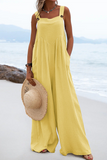 hulianfu Casual Solid Split Joint Square Collar Loose Jumpsuits（7 colors）