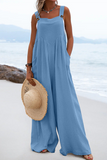 hulianfu Casual Solid Split Joint Square Collar Loose Jumpsuits（7 colors）