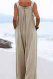 hulianfu Casual Solid Split Joint Square Collar Loose Jumpsuits（7 colors）