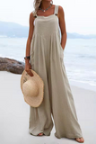 hulianfu Casual Solid Split Joint Square Collar Loose Jumpsuits（7 colors）