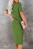 hulianfu Fashion Solid Bandage U Neck Pencil Skirt Dresses(5 colors)