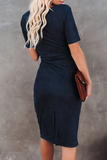 hulianfu Fashion Solid Bandage U Neck Pencil Skirt Dresses(5 colors)