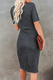 hulianfu Fashion Solid Bandage U Neck Pencil Skirt Dresses(5 colors)