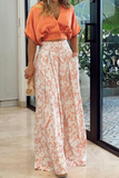 hulianfu Casual Print Patchwork V Neck Half Sleeve Two Pieces(4 Colors)