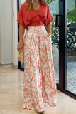 hulianfu Casual Print Patchwork V Neck Half Sleeve Two Pieces(4 Colors)
