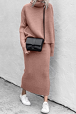 hulianfu Casual Solid Patchwork Turtleneck Long Sleeve Two Pieces(5 Colors)