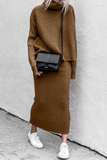 hulianfu Casual Solid Patchwork Turtleneck Long Sleeve Two Pieces(5 Colors)