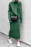 hulianfu Casual Solid Patchwork Turtleneck Long Sleeve Two Pieces(5 Colors)