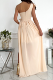 hulianfu Casual Solid Flounce One Shoulder Cake Skirt Dresses(6 colors)