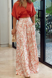 hulianfu Fashion Print Split Joint V Neck Short Sleeve Two Pieces(4 colors)