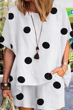 hulianfu Casual Print Split Joint O Neck Short Sleeve Two Pieces(6 colors)