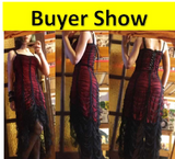 hulianfu Rosetic Gothic Mesh Pleated Sexy Strap Dress Women Dark Girl Summer Red Black Irregular Patchwork Designer Long Dresses