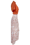 hulianfu Casual Print Patchwork V Neck Half Sleeve Two Pieces(4 Colors)