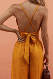 hulianfu Casual Solid Patchwork Spaghetti Strap Sleeveless Two Pieces