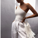 hulianfu Women Sports Tank Tops Sexy Crop Tops Vest Casual Female One Shoulder Summer Outfits Tops Fitness Elastic