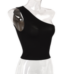 hulianfu Women Sports Tank Tops Sexy Crop Tops Vest Casual Female One Shoulder Summer Outfits Tops Fitness Elastic