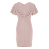 hulianfu Fashion Solid Split Joint V Neck Waist Skirt Dresses(5 colors)