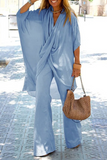 hulianfu Casual Solid Patchwork Fold Asymmetrical V Neck Half Sleeve Two Pieces(5 colors)