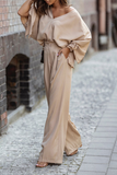 hulianfu Fashion Solid Patchwork V Neck Long Sleeve Two Pieces(4 Colors)