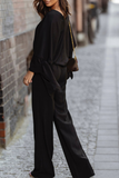 hulianfu Fashion Solid Patchwork V Neck Long Sleeve Two Pieces(4 Colors)