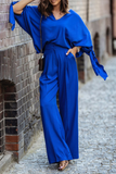 hulianfu Fashion Solid Patchwork V Neck Long Sleeve Two Pieces(4 Colors)