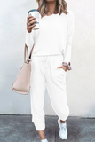 hulianfu Fashion Solid Patchwork O Neck Long Sleeve Two Pieces(6 Colors)